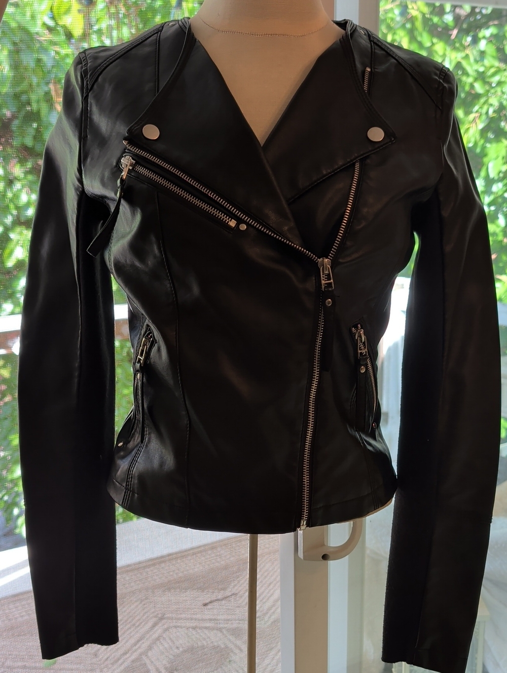 Vero Moda Black Faux Leather Asymmetrical Moto Jacket